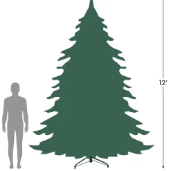 12' Pre-Lit Slim Pine Heavily Flocked Artificial Christmas Tree, Clear Lights