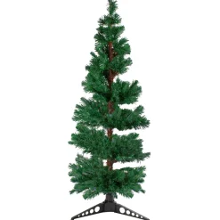 5' Pre-Lit Slim Pine Spiral Artificial Christmas Tree - Multicolor Fiber Optic Lights