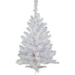 3' Pre-Lit Snow White Artificial Christmas Tree, Multi Lights