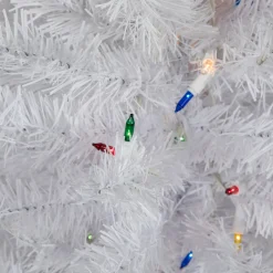 3' Pre-Lit Snow White Artificial Christmas Tree, Multi Lights