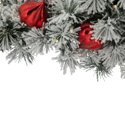 3' Pre-Lit Snowy Bristle Pine Artificial Christmas Swag, Warm White LED Lights