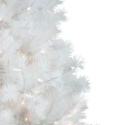 7.5' Pre-Lit White Alaskan Pine Artificial Christmas Tree, Warm White LED Lights