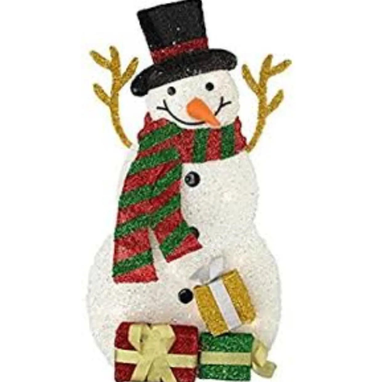 31" Pre-Lit White and Black Snowman with Gifts Outdoor Christmas Decor
