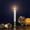 9" Pre-Lit White and Gold C7 Christmas Candle Lamp with Sensor