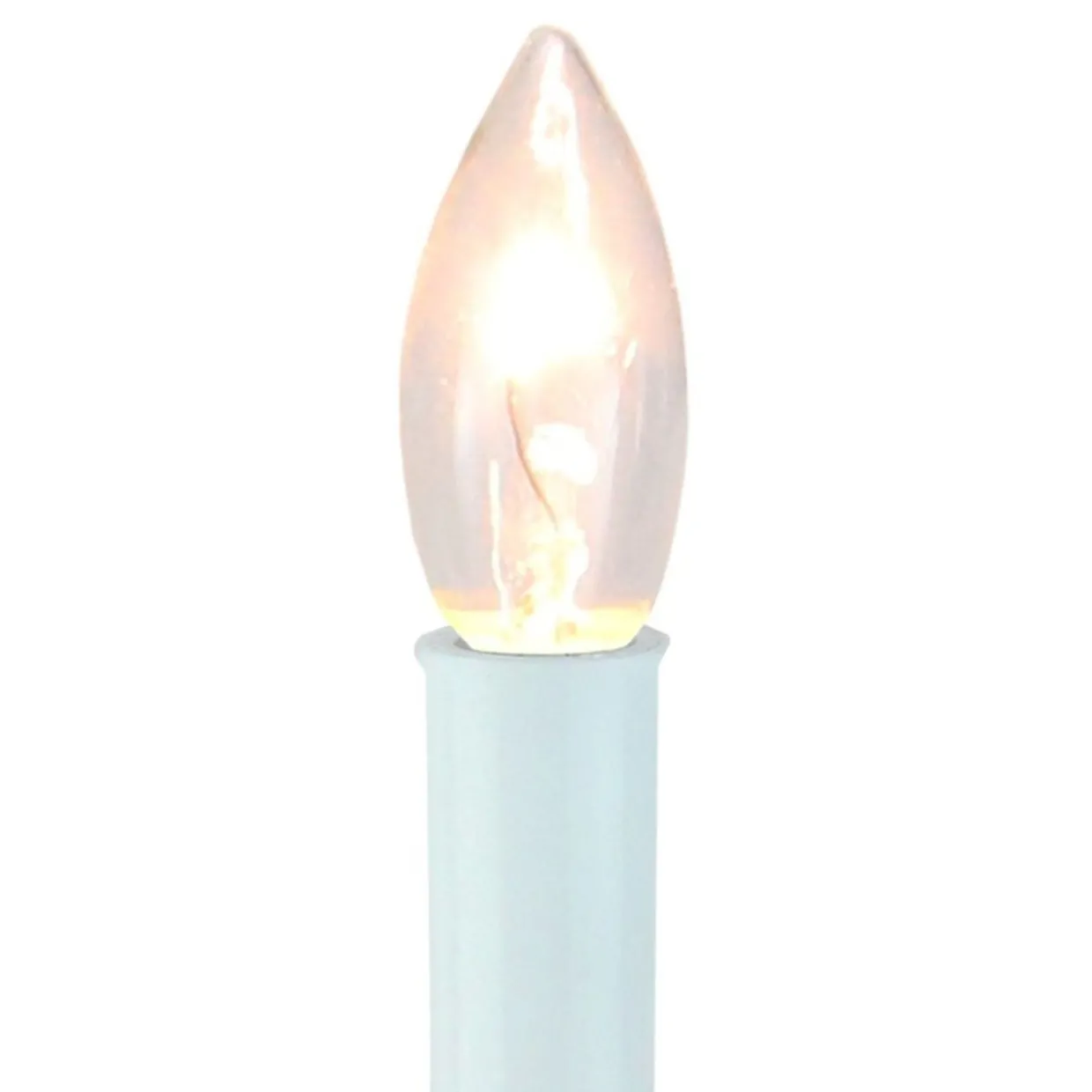 9" Pre-Lit White and Gold C7 Christmas Candle Lamp with Sensor