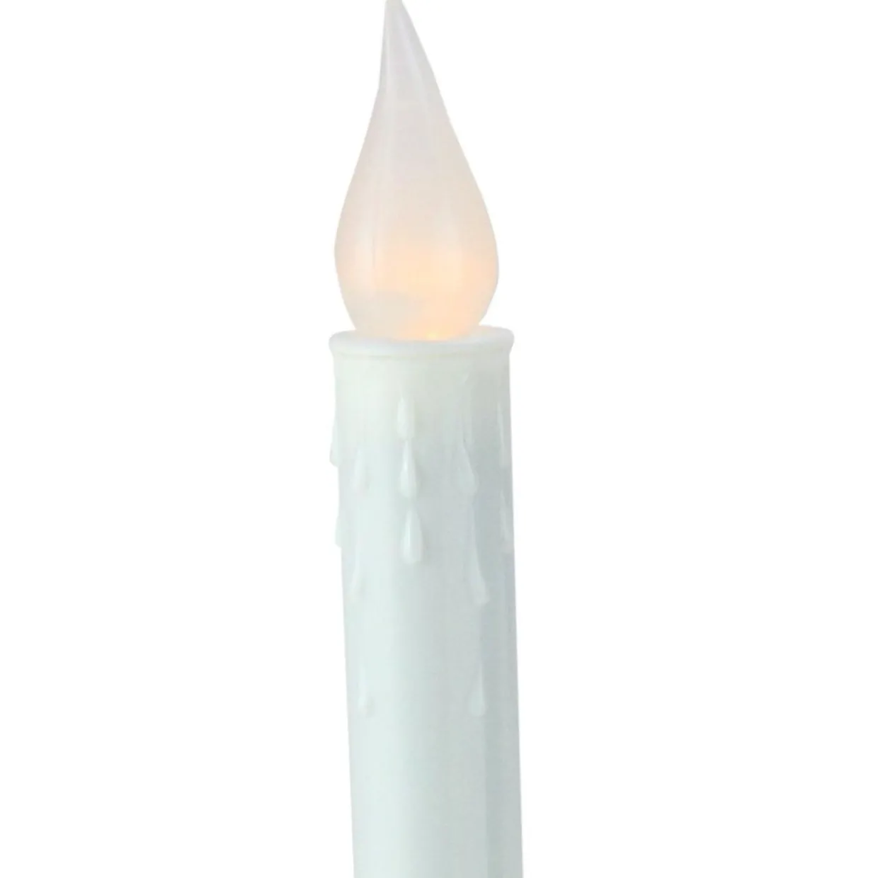 8.75" Pre-Lit White and Gold LED C5 Flickering Christmas Candle Lamp with Handle Base