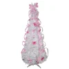 6' Pre-Lit White and Pink Pre-Decorated Pop-Up Artificial Christmas Tree