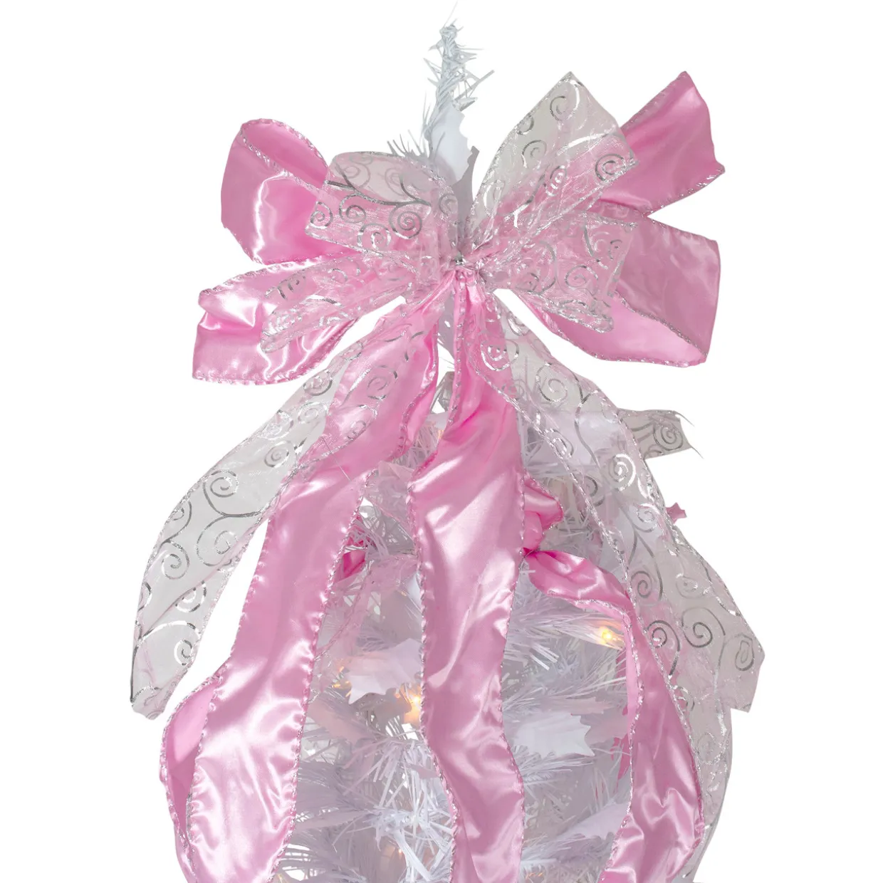 6' Pre-Lit White and Pink Pre-Decorated Pop-Up Artificial Christmas Tree