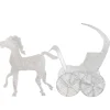 57" Pre-Lit White 3D Horse and Carriage Christmas Yard Decor
