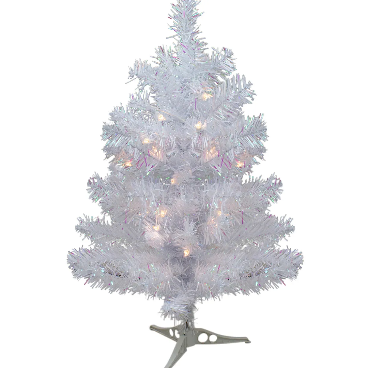 2' Pre-lit White Iridescent Pine Artificial Christmas Tree - Clear Lights