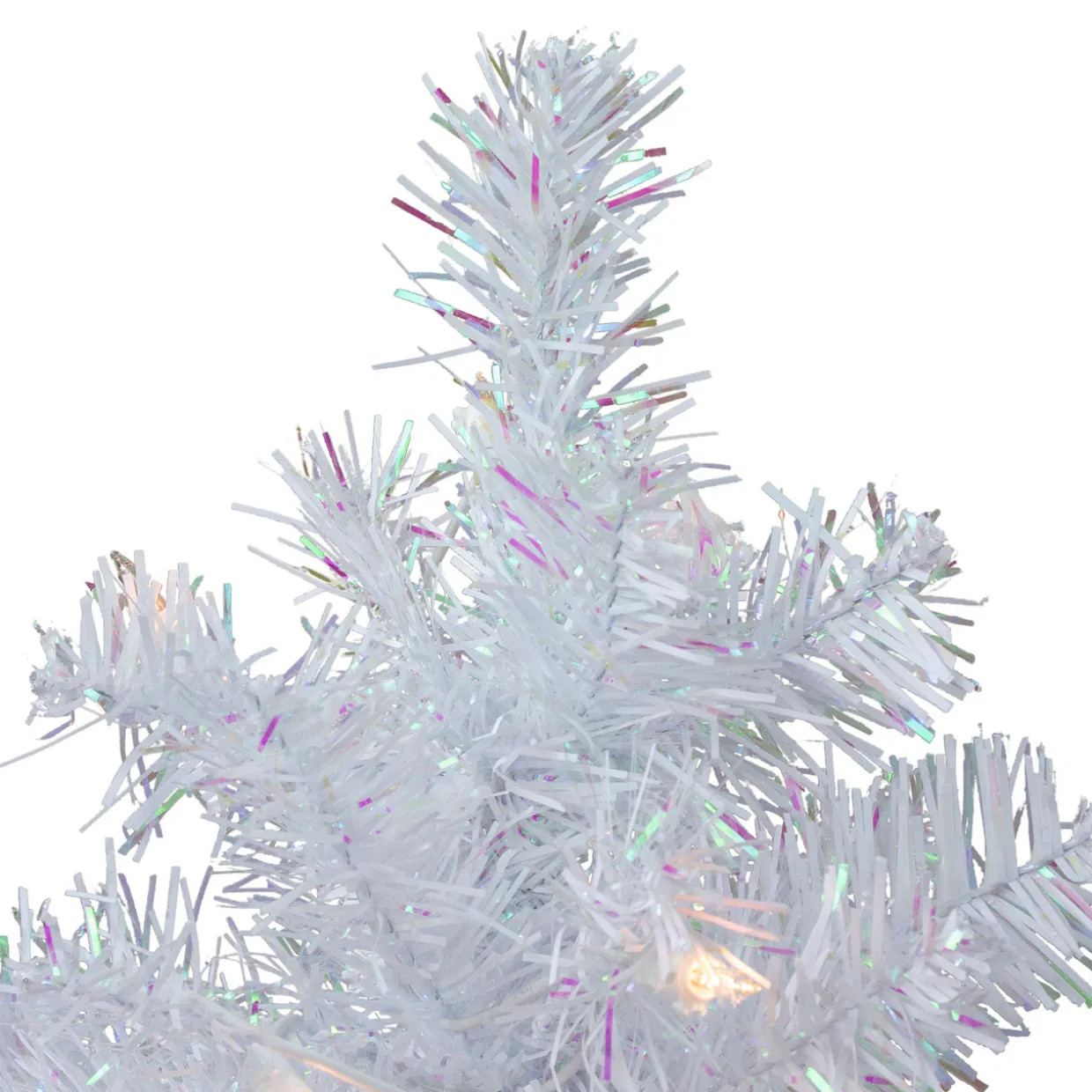 2' Pre-lit White Iridescent Pine Artificial Christmas Tree - Clear Lights