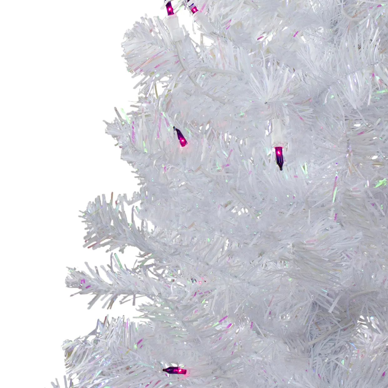 4' Pre-lit White Iridescent Pine Artificial Christmas Tree - Purple Lights