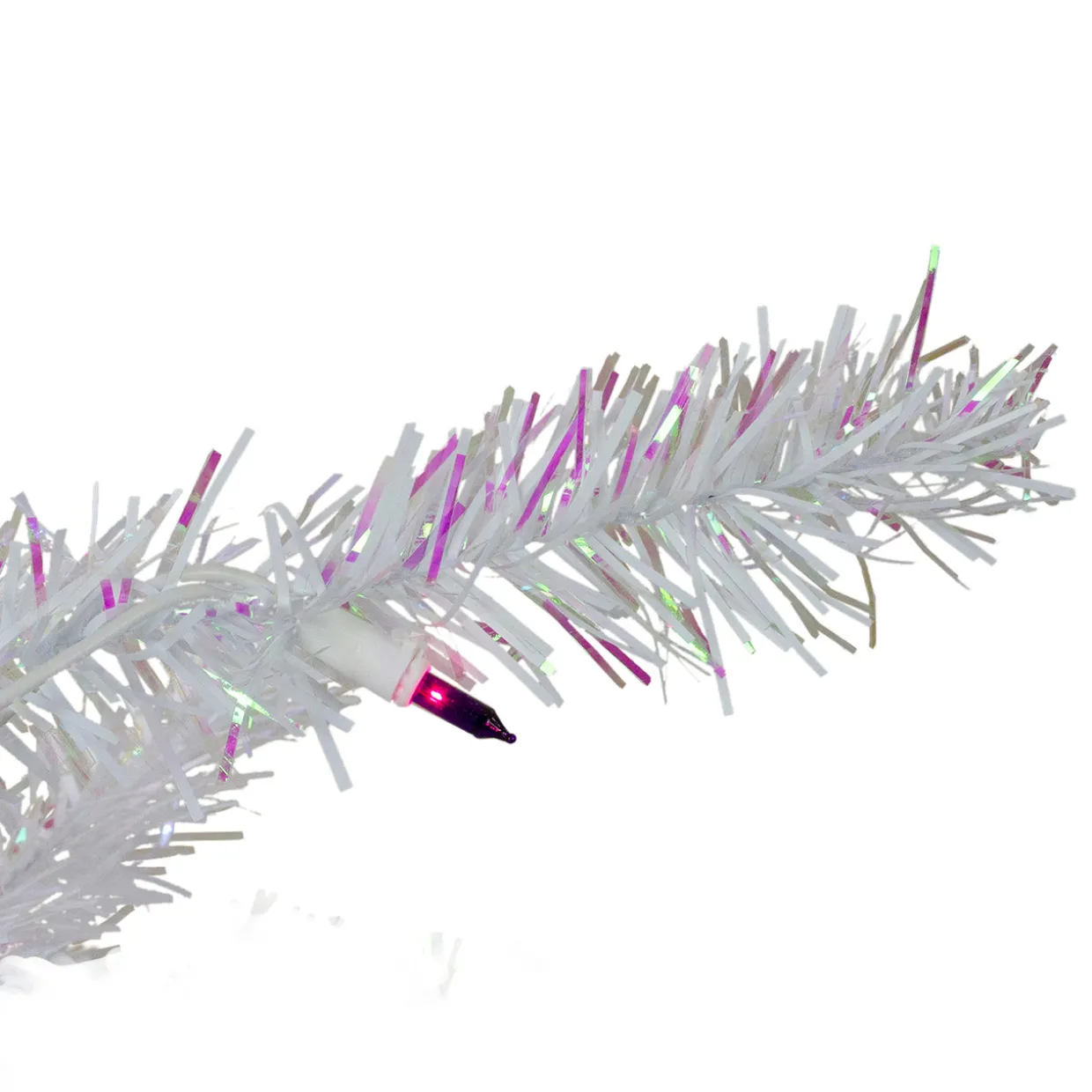 4' Pre-lit White Iridescent Pine Artificial Christmas Tree - Purple Lights