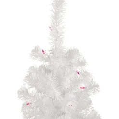 4' Pre-Lit White Pine Slim Artificial Christmas Tree - Pink Lights