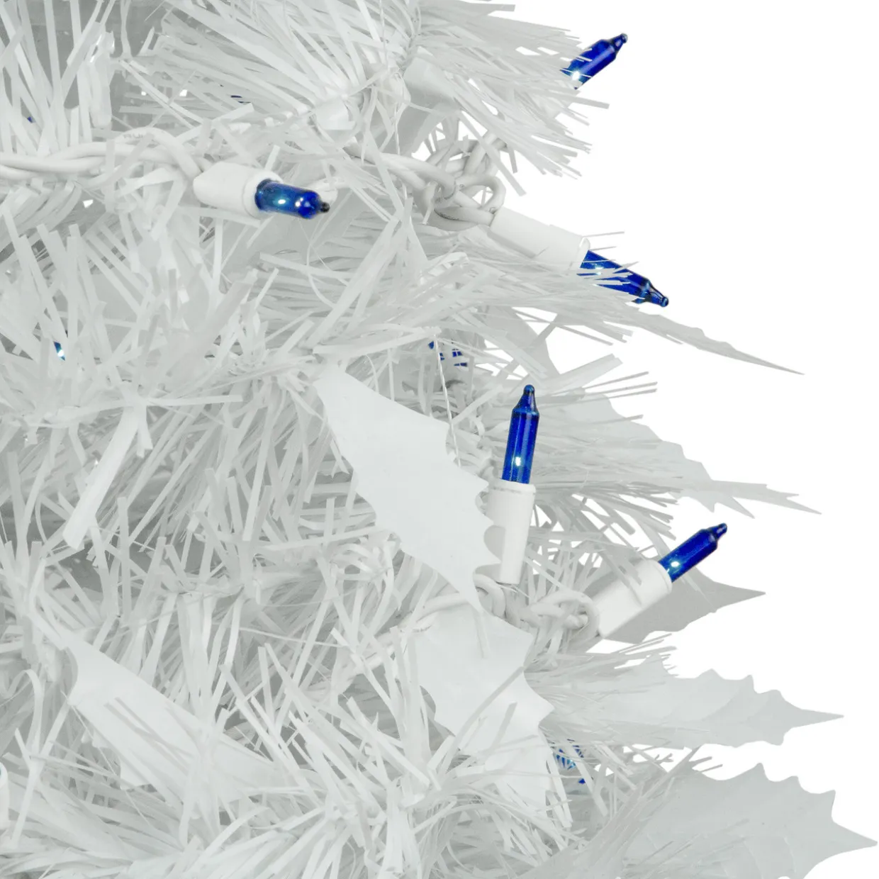4' Pre-Lit White Tinsel Pop-Up Artificial Christmas Tree, Blue Lights
