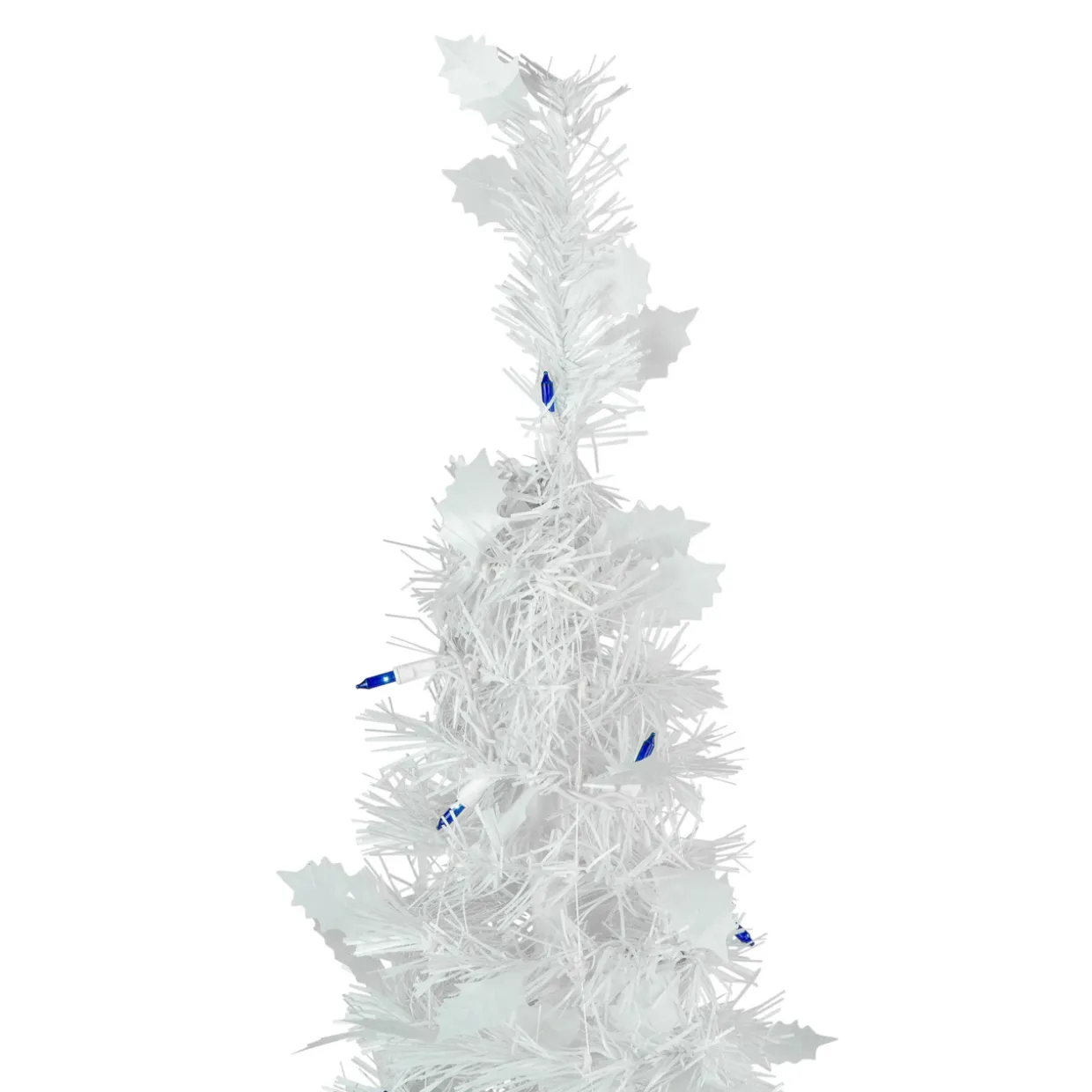 4' Pre-Lit White Tinsel Pop-Up Artificial Christmas Tree, Blue Lights