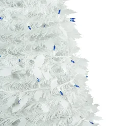 4' Pre-Lit White Tinsel Pop-Up Artificial Christmas Tree, Blue Lights