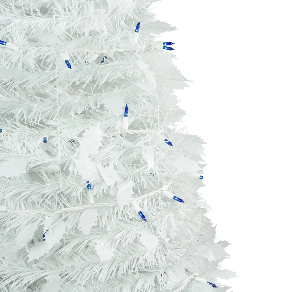 4' Pre-Lit White Tinsel Pop-Up Artificial Christmas Tree, Blue Lights