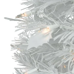 6' Pre-Lit White Tinsel Pop-Up Artificial Christmas Tree, Clear Lights