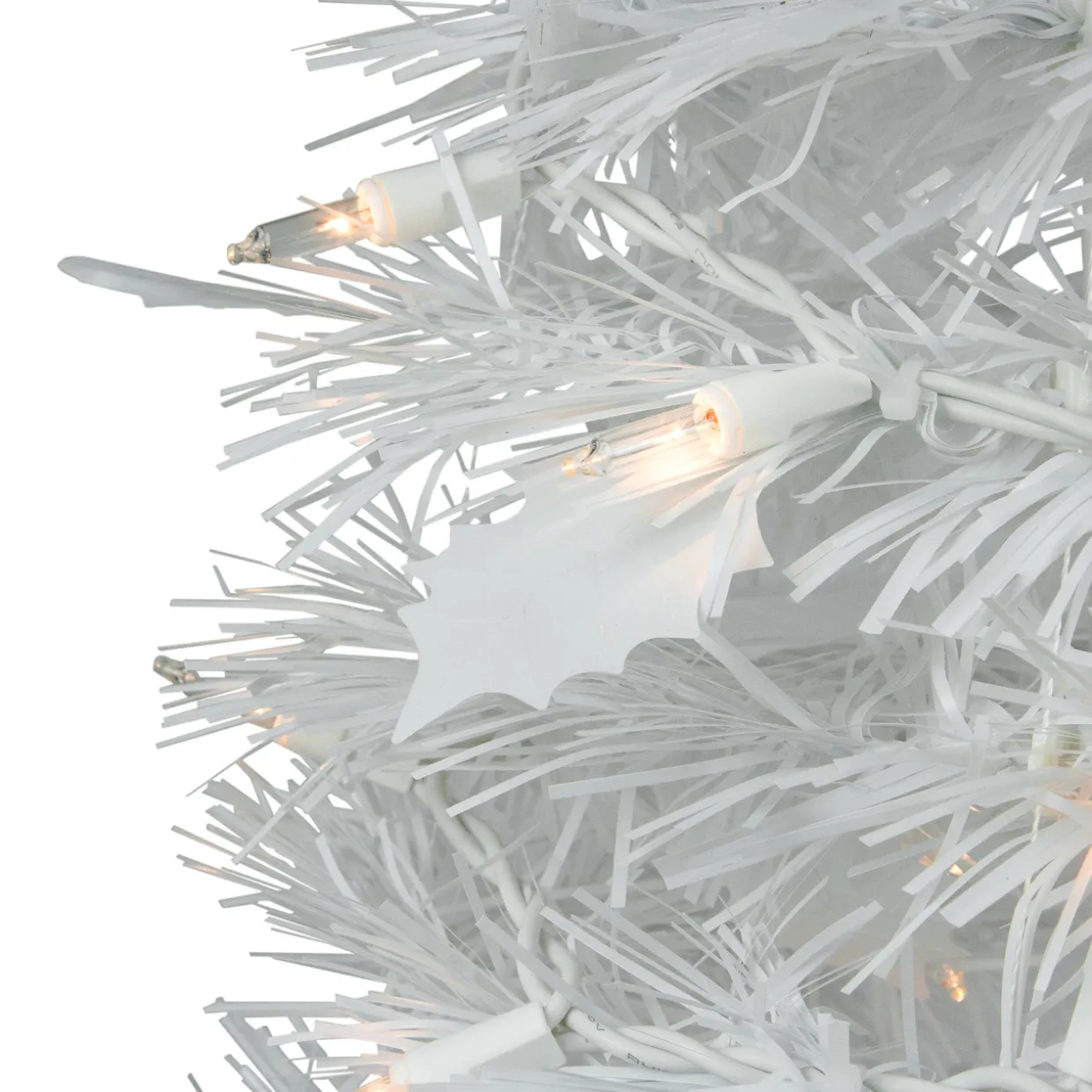 6' Pre-Lit White Tinsel Pop-Up Artificial Christmas Tree, Clear Lights