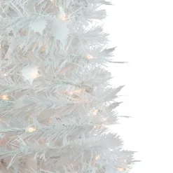 6' Pre-Lit White Tinsel Pop-Up Artificial Christmas Tree, Clear Lights