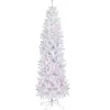 6.5' Pre-Lit Woodbury White Pine Pencil Artificial Christmas Tree, Pink Lights