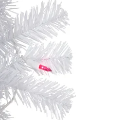 6.5' Pre-Lit Woodbury White Pine Pencil Artificial Christmas Tree, Pink Lights