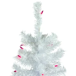 6.5' Pre-Lit Woodbury White Pine Pencil Artificial Christmas Tree, Pink Lights