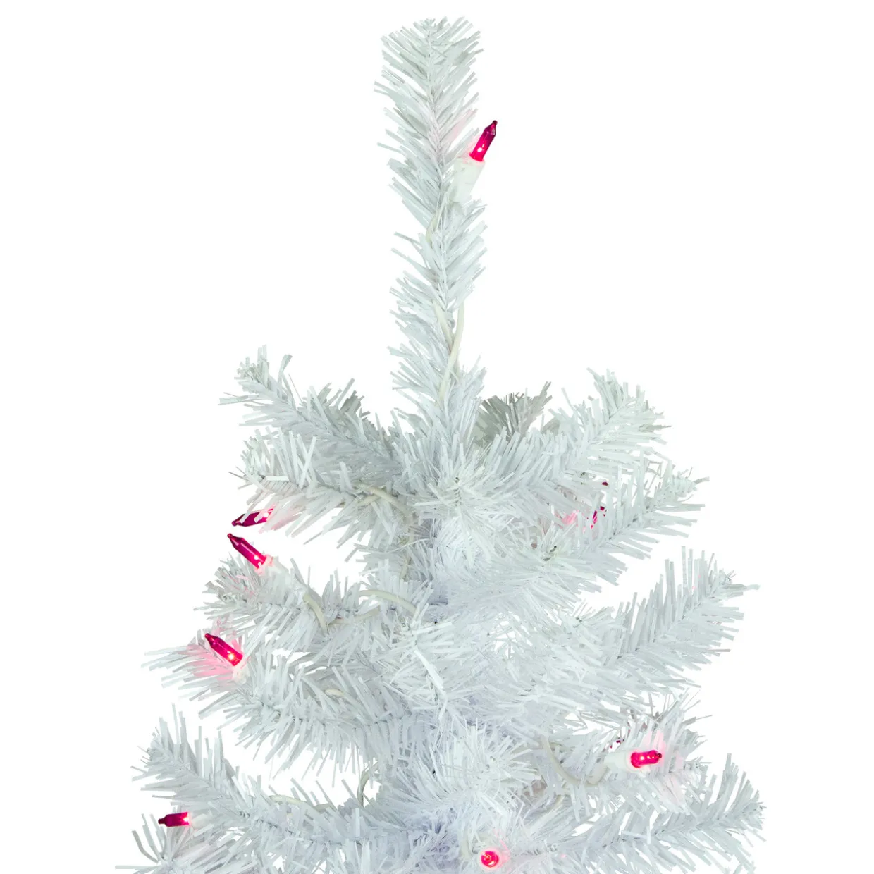 6.5' Pre-Lit Woodbury White Pine Pencil Artificial Christmas Tree, Pink Lights