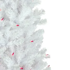 6.5' Pre-Lit Woodbury White Pine Pencil Artificial Christmas Tree, Pink Lights