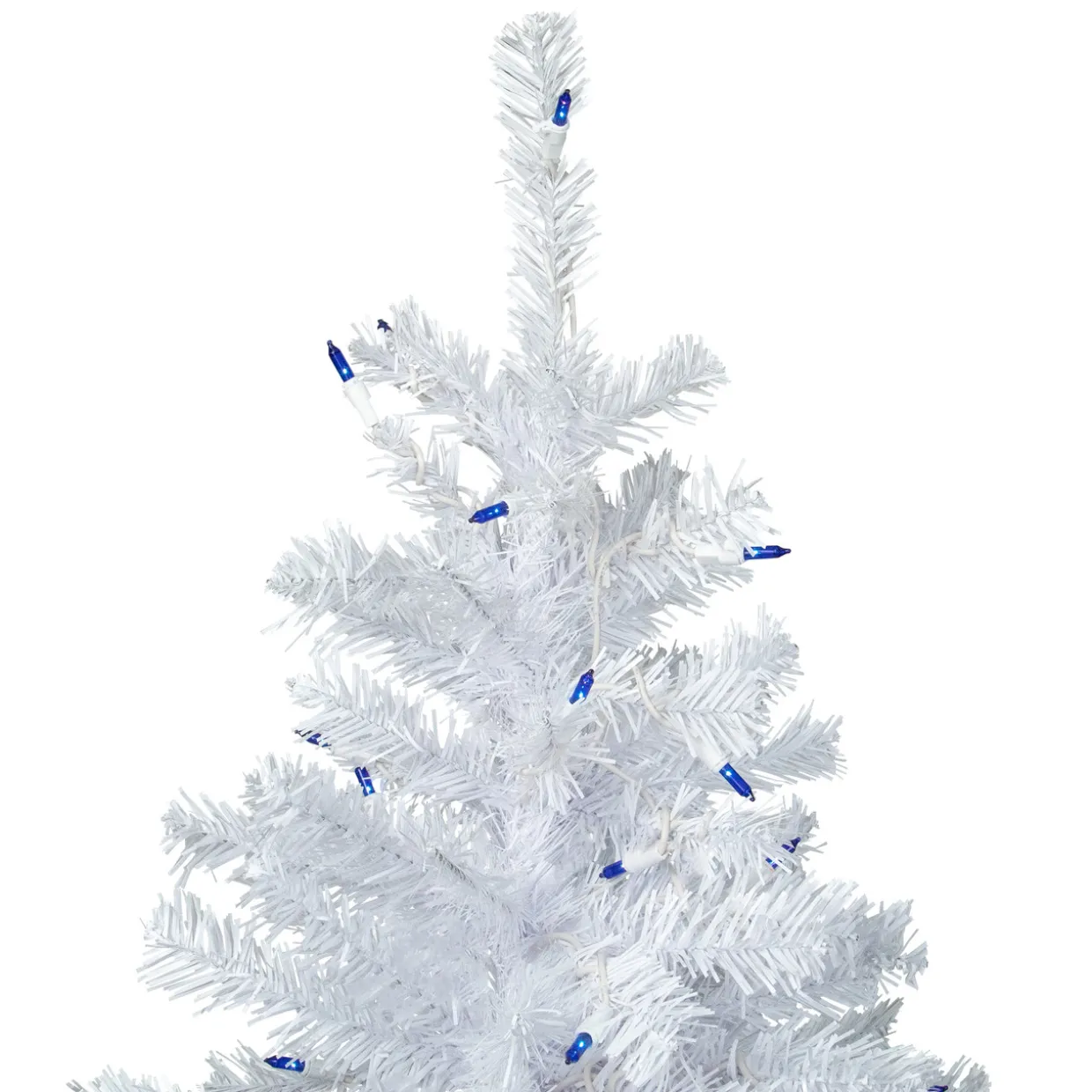 6.5' Pre-Lit Woodbury White Pine Pencil Artificial Christmas Tree, Blue Lights