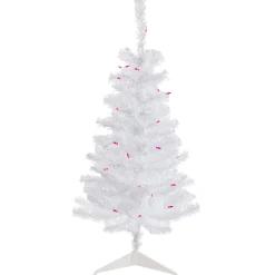 3' Pre-Lit Woodbury White Pine Slim Artificial Christmas Tree, Pink Lights
