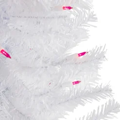 3' Pre-Lit Woodbury White Pine Slim Artificial Christmas Tree, Pink Lights