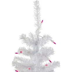 3' Pre-Lit Woodbury White Pine Slim Artificial Christmas Tree, Pink Lights