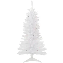 4' Pre-Lit Woodbury White Pine Slim Artificial Christmas Tree, Multi Lights