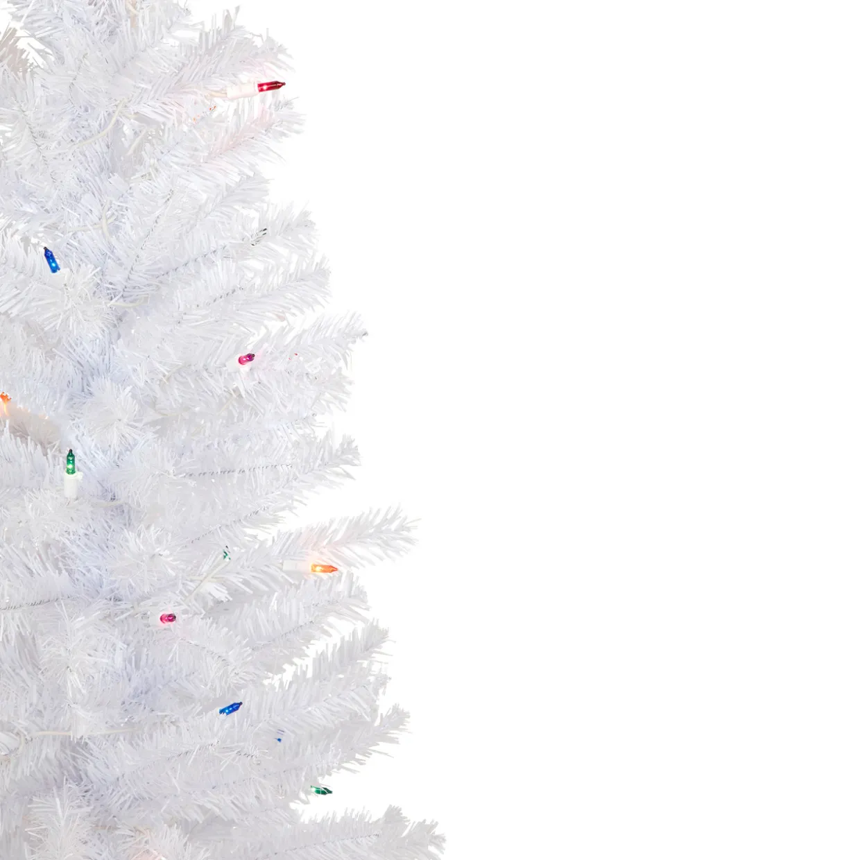 4' Pre-Lit Woodbury White Pine Slim Artificial Christmas Tree, Multi Lights