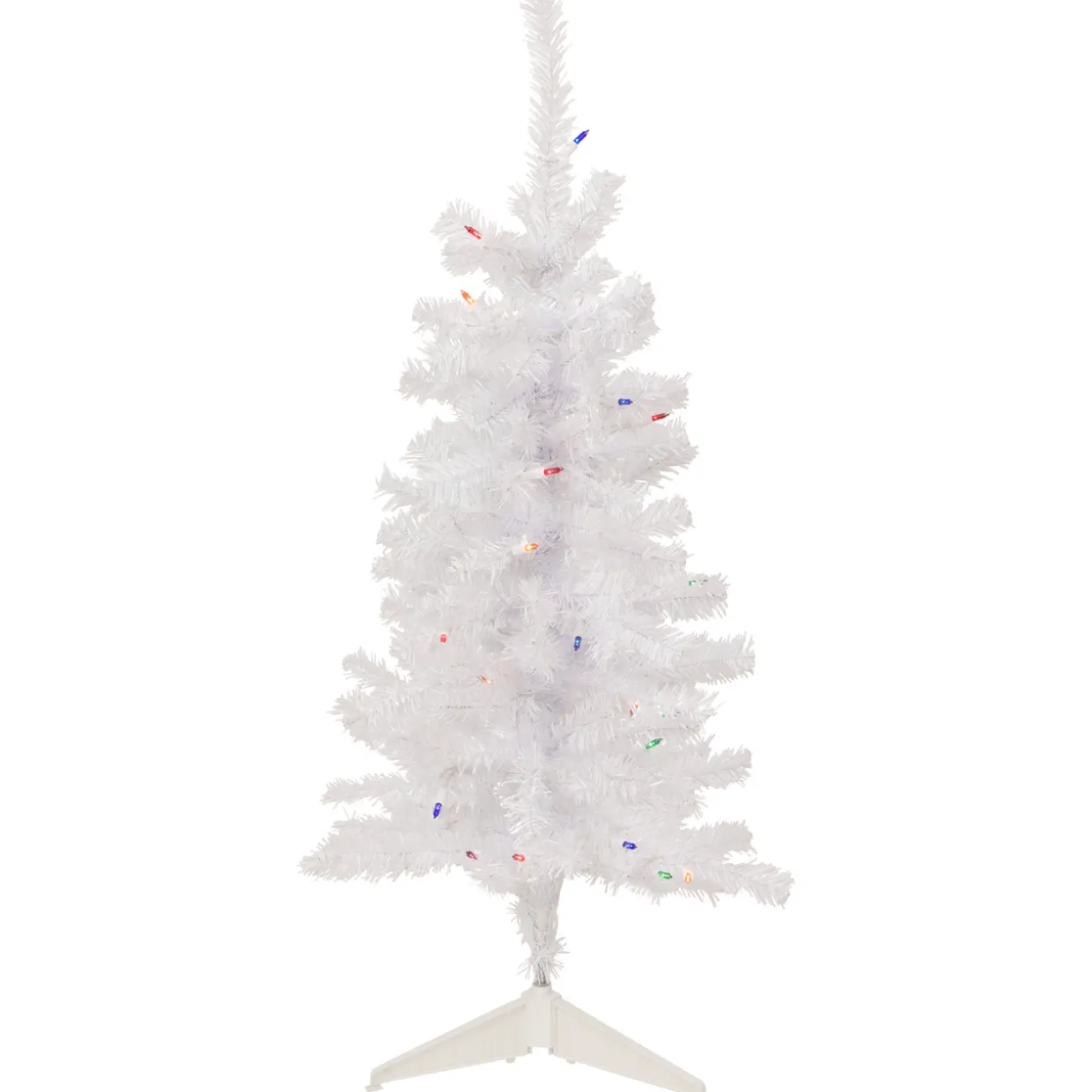3' Pre-Lit Woodbury White Pine Slim Artificial Christmas Tree, Multi Lights