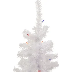 3' Pre-Lit Woodbury White Pine Slim Artificial Christmas Tree, Multi Lights