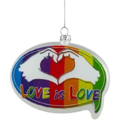 4.75" Pride 'Love is Love' Speech Bubble Glass Christmas Ornament