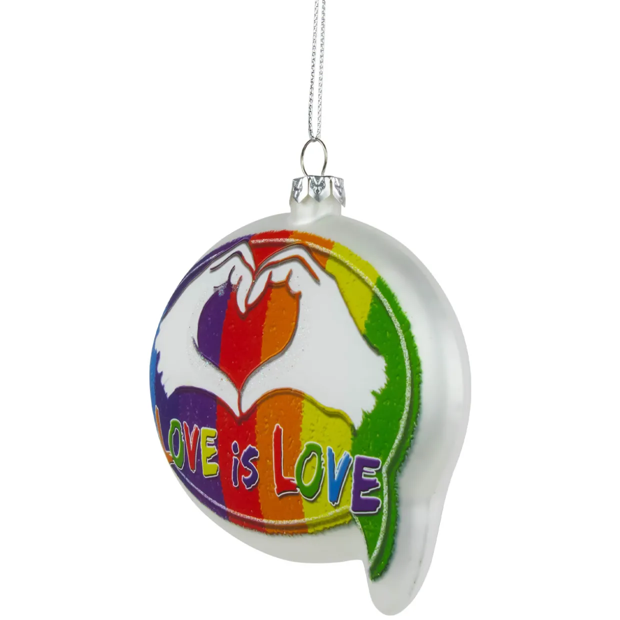 4.75" Pride 'Love is Love' Speech Bubble Glass Christmas Ornament