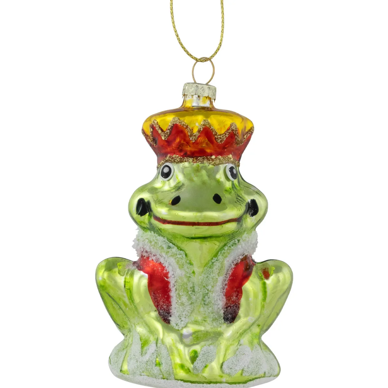 3.5" Prince Frog Glass Christmas Hanging Ornament