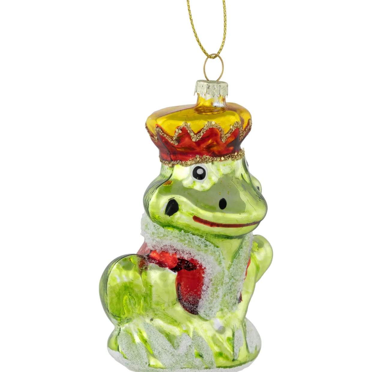 3.5" Prince Frog Glass Christmas Hanging Ornament