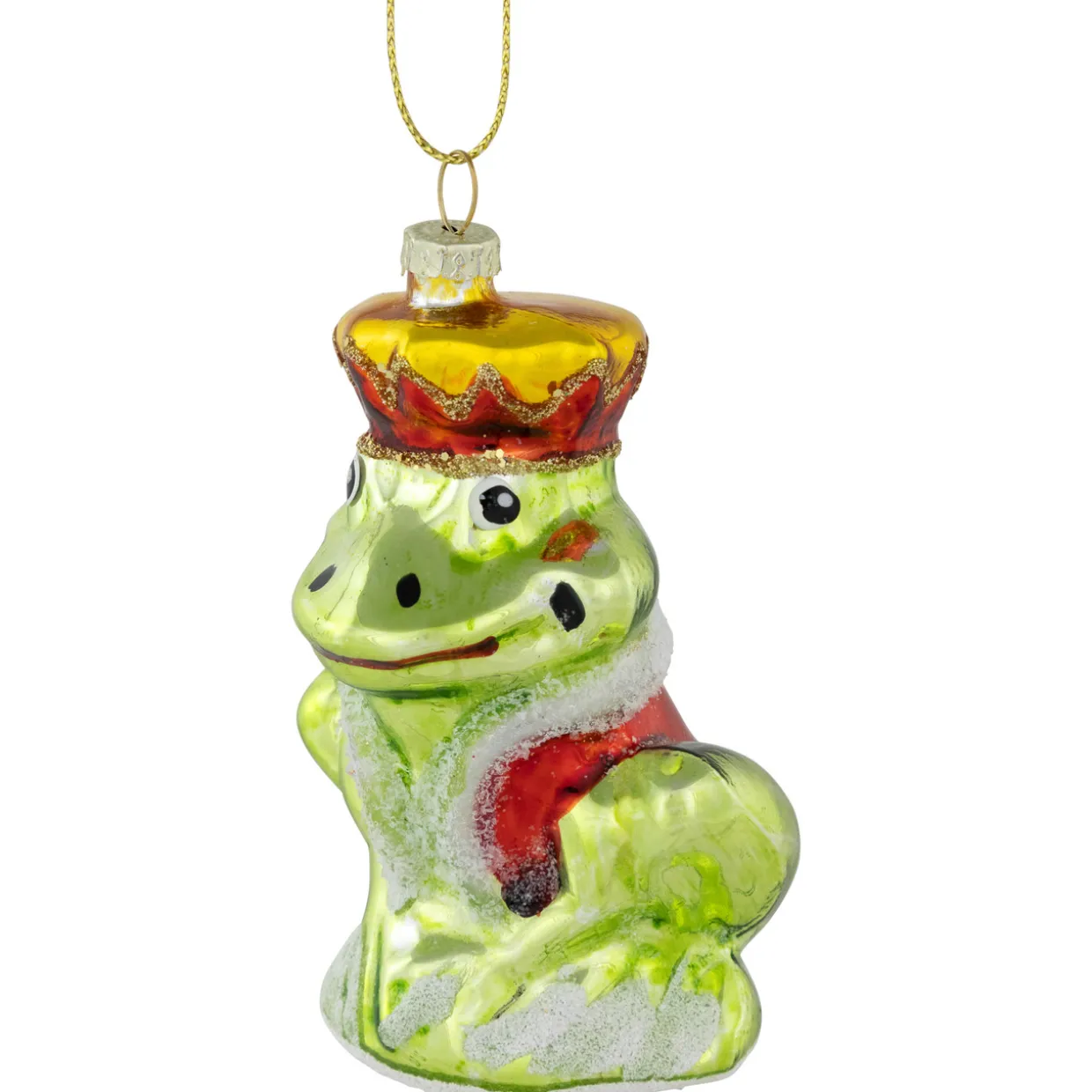 3.5" Prince Frog Glass Christmas Hanging Ornament
