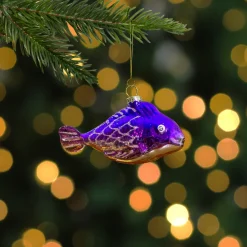 4" Purple and Gold Glass Fish Christmas Ornament