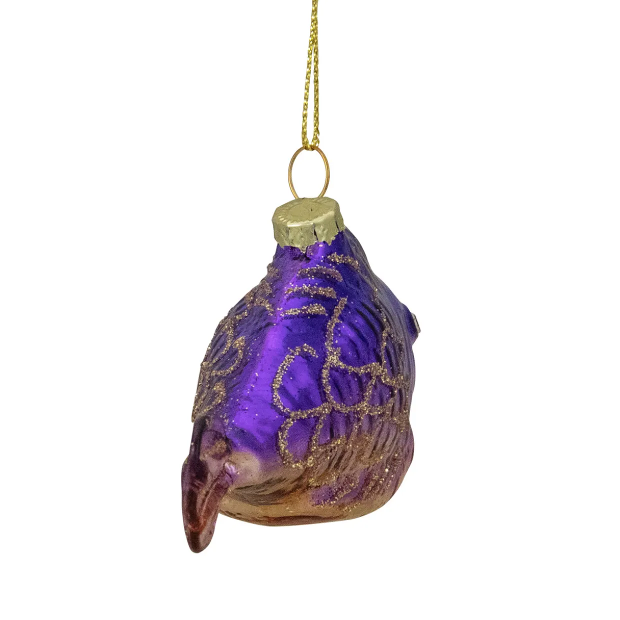 4" Purple and Gold Glass Fish Christmas Ornament