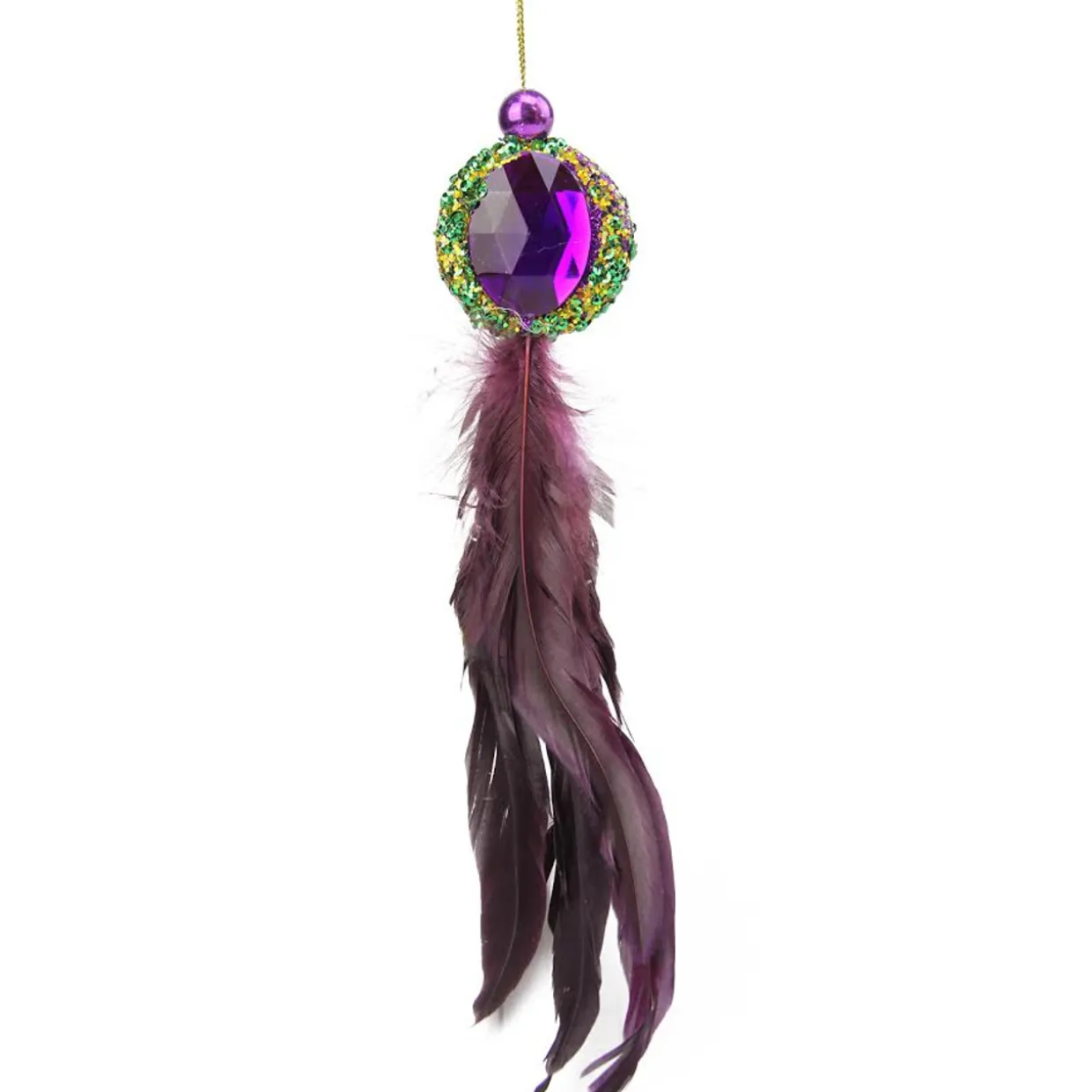 10" Purple and Peacock Green Jewel Hanging Christmas Ornament
