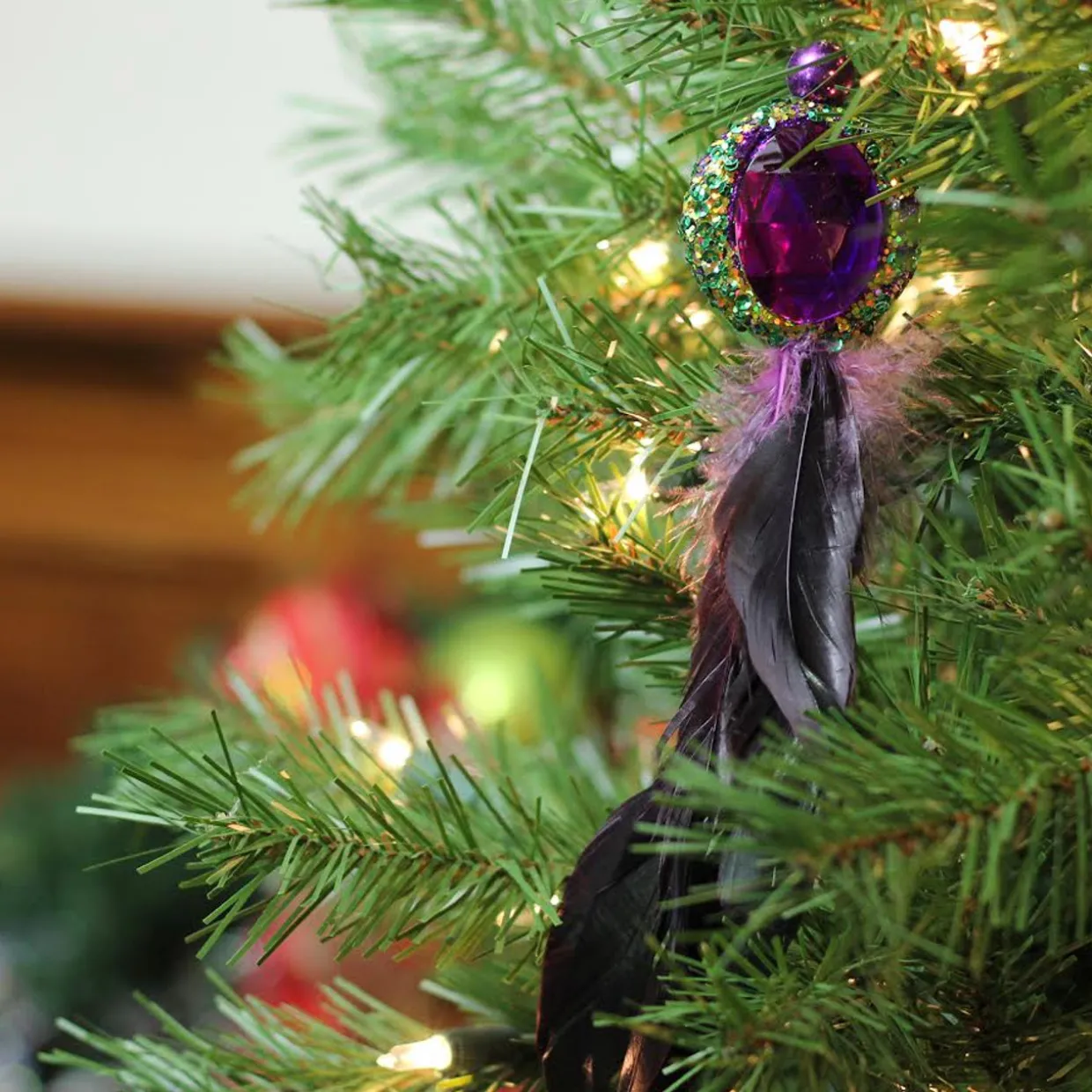 10" Purple and Peacock Green Jewel Hanging Christmas Ornament