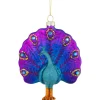 4.75" Purple and Pink Peacock Glass Christmas Ornament