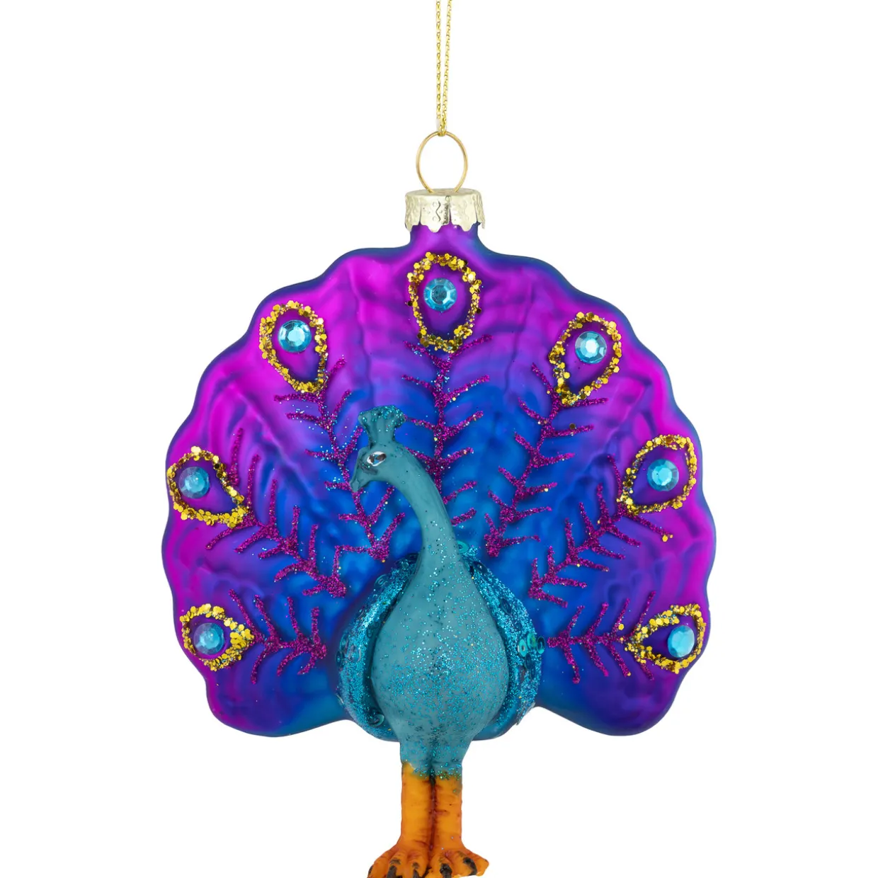 4.75" Purple and Pink Peacock Glass Christmas Ornament