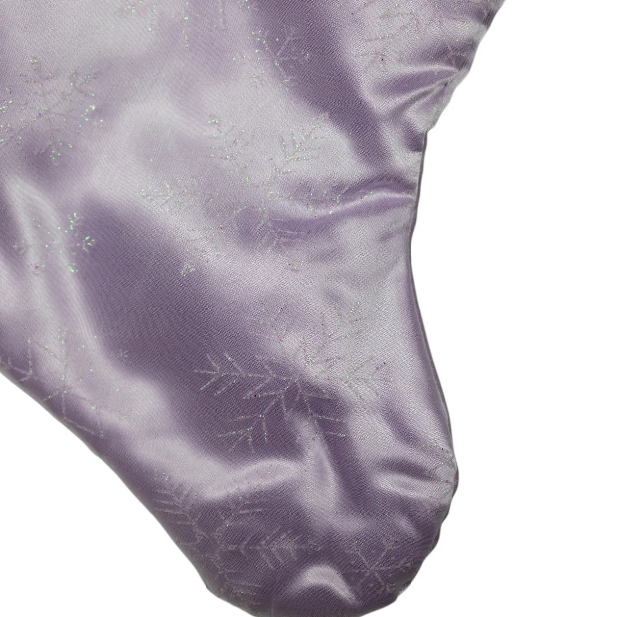 20" Purple and White Glittered Snowflake Christmas Stocking with Cuff